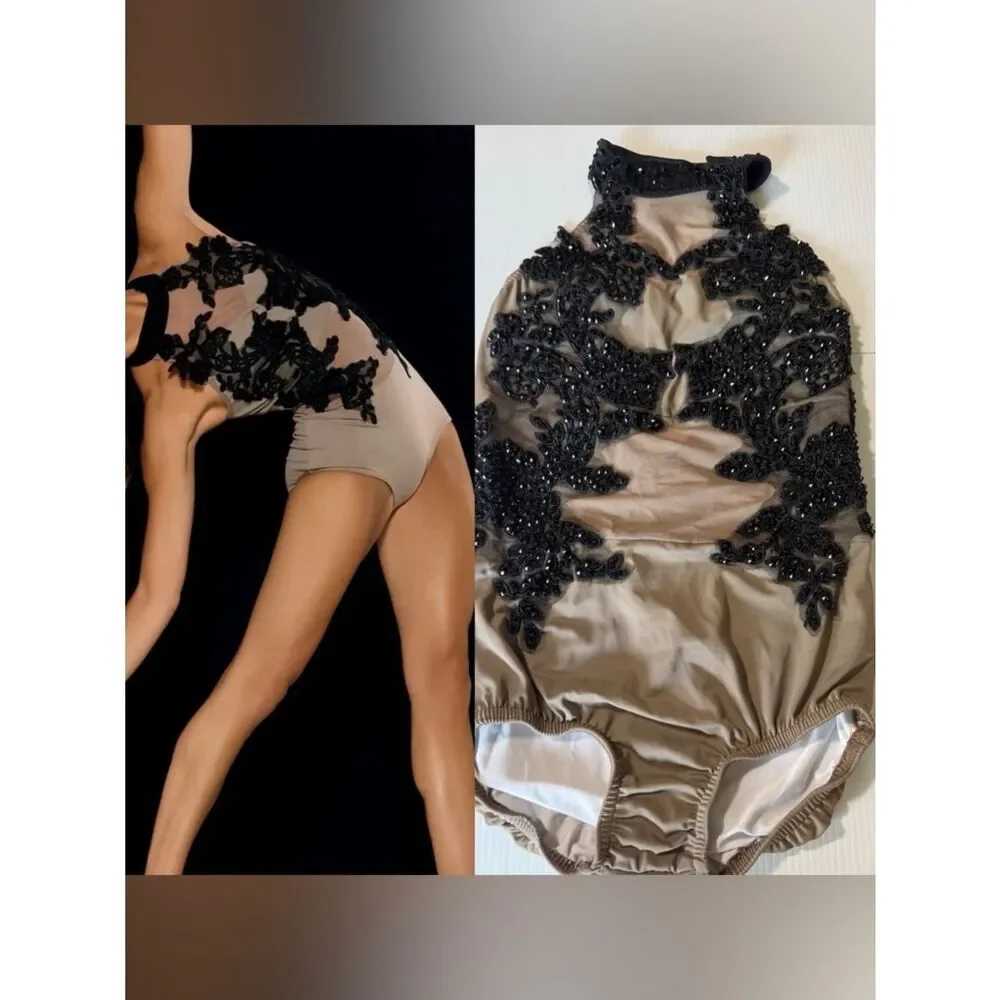 Kelle solo leotard brown tan dance Costume black 5383 breath of life LC child
